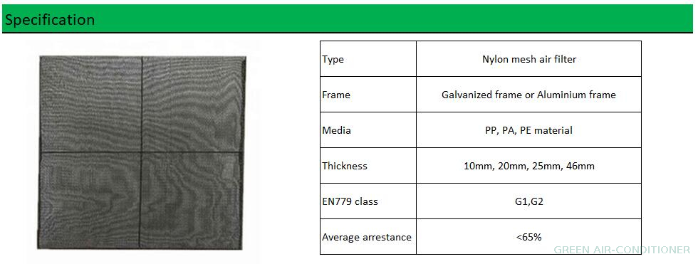 Nylon mesh air filter